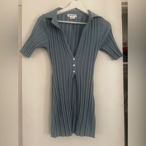 The Line by K Light Blue Ribbed Knit Top Small